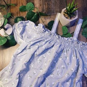 4 FOR $25⭐️ 
Off shoulder ruffled top NWOT blue